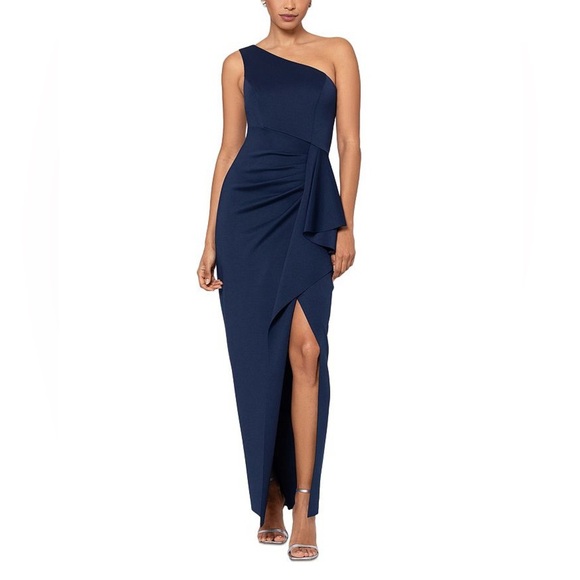 AQUA
Ruffled One Shoulder Scuba Gown - 100% Exclusive - Picture 2 of 10